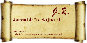 Jeremiás Rajnald névjegykártya